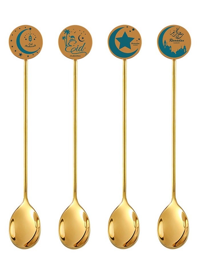 general Exquisite Spoon 4pcs Set Handle Soup Household Dessert Spoon Mixing Spoon Round Spoon Gift Box Set - Image 1